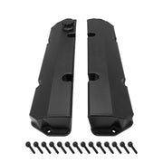 Proflow Valve Covers, Fabricated Aluminium, For Holden V8 Late VN-VT 304/308 ,Black, Stroker Logo, Billet Base, Pair - PFEVC-911BK-ST