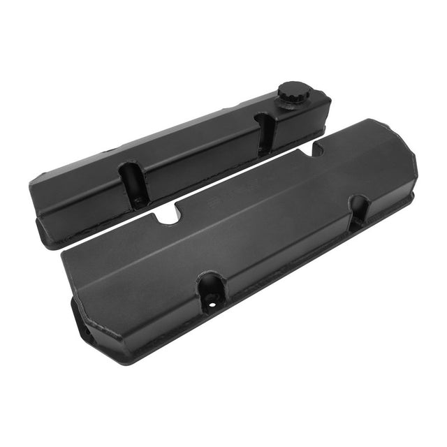 Proflow Valve Covers, Fabricated Aluminium, For Holden V8 Late VN-VT 304/308 ,Black, Stroker Logo, Billet Base, Pair - PFEVC-911BK-ST PFEVC-911BK-ST