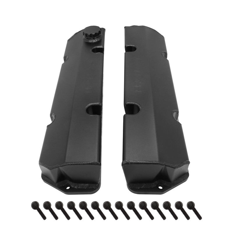 Proflow Valve Covers, Fabricated Aluminium, Billet Base, For Holden V8 Late, VN-VT, 304/308, Black - PFEVC-911BK