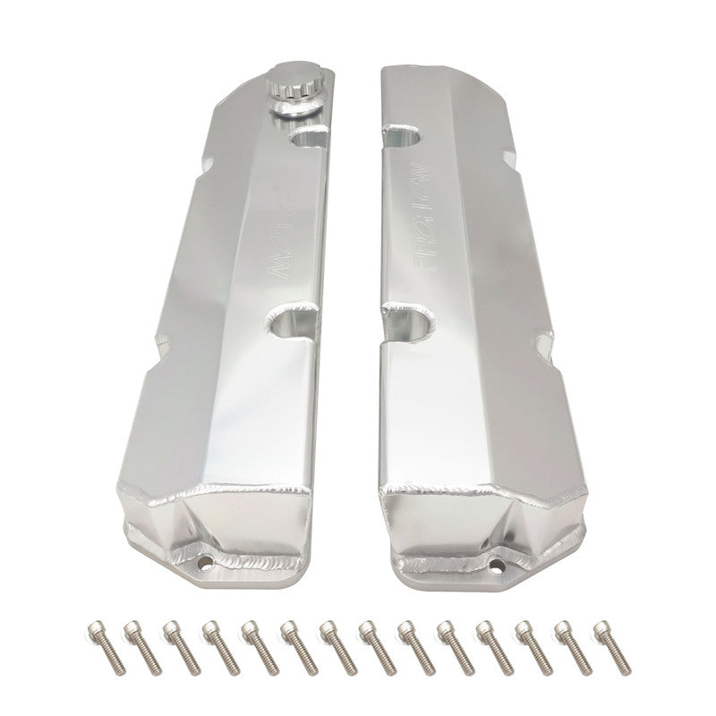 Proflow Valve Covers, Fabricated Aluminium, Billet Base, For Holden V8 Late, VN-VT, 304/308, Raw Finish, Set - PFEVC-911