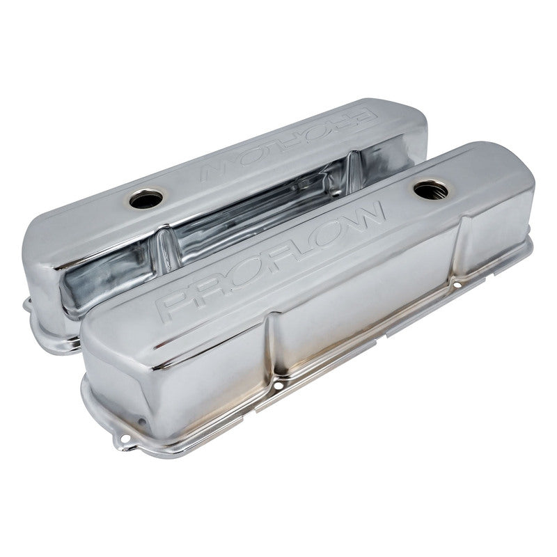 Proflow Valve Covers Steel, Tall, Chrome For Holden Commodore, 253, 308, Proflow Logo, Pair - PFEVC-935 PFEVC-935