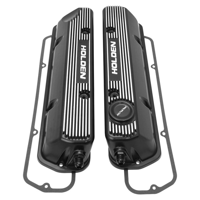Proflow Aluminium Valve Covers, For Holden Commodore V8, VN-VT, OE Style, Cast Aluminium, Black, Set - PFEVC-950-BK