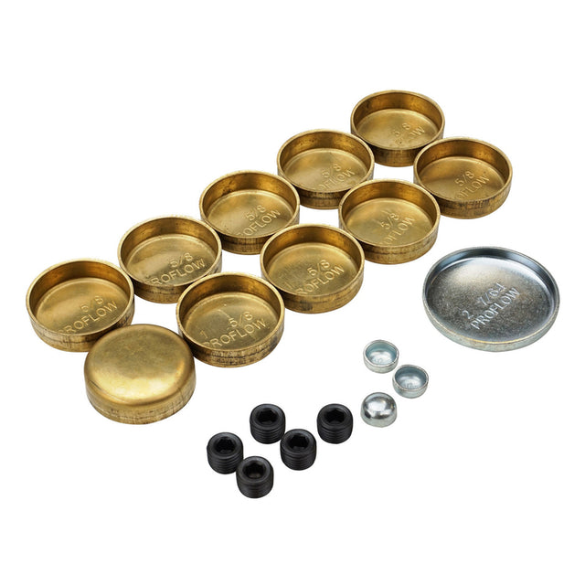 Proflow Freeze Welch plugs, Brass, For Chevrolet, Small Block, 400, Kit - PFEWP-3818008 PFEWP-3818008
