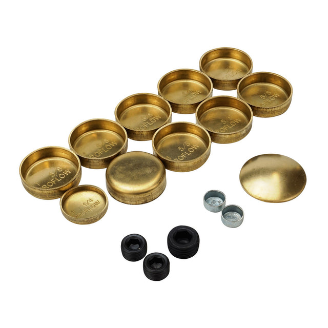 Proflow Freeze Welch plugs, Brass, For Chrysler, Small Block, Kit - PFEWP-3818010 PFEWP-3818010