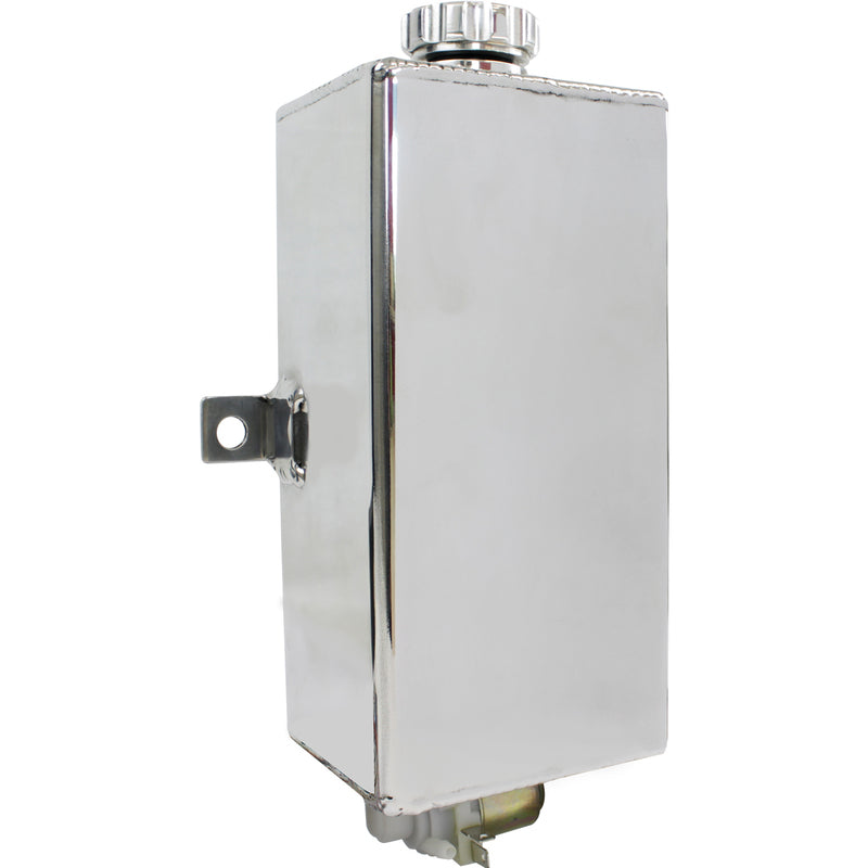 Proflow Windshield Washer Reservoir, Universal, Fabricated Aluminium, 210x100x82mm, 12v Electric Pump Kit, Polished - PFEWTV PFEWTV