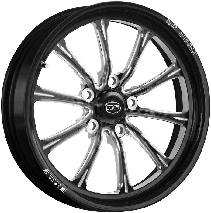 RC Comp Exile-S 17" x 4.5" Front Wheel, Black with Eclipse Finish (RCCS74531-05E)