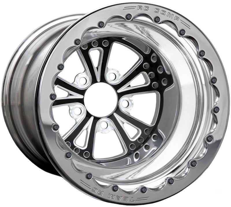 RC Comp Torx 15" x 8" Wheel, Polished with Black Eclipse Finish Centre, Single Beadlock (RCCSA501P1P-01P)