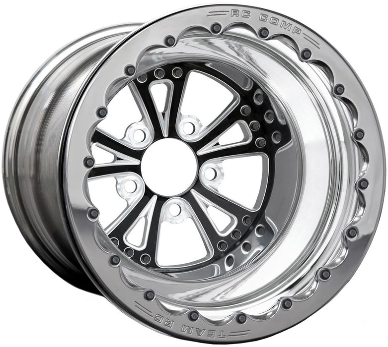 RC Comp Torx 15" x 8" Wheel, Polished with Black Eclipse Finish Centre, Single Beadlock (RCCSA501P1P-01P)