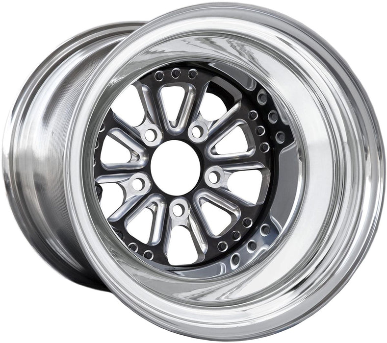 RC Comp Hammer 15" x 8" Wheel, Polished with Black Eclipse Prism Finish Centre (RCCSA551P-03EP)