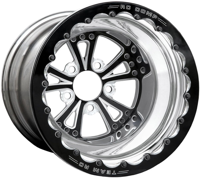 RC Comp Torx 15" x 8" Wheel, Polished with Black Eclipse Finish Centre, Single Beadlock (RCCSA551P1E-01E)