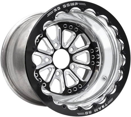 RC Comp Hammer 15" x 8" Wheel, Polished with Black Eclipse Prism Finish Centre, Single Beadlock (RCCSA551P1E-03EP)