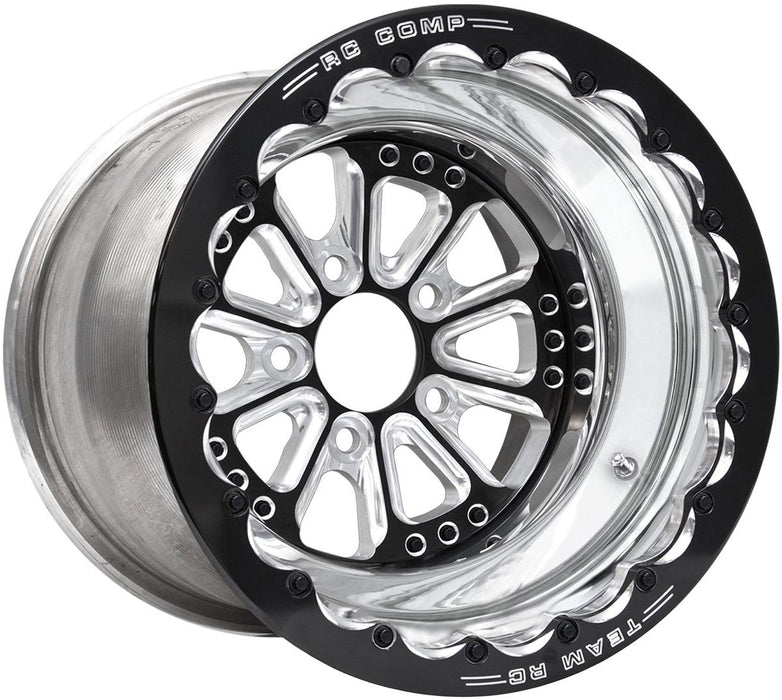 RC Comp Hammer 15" x 8" Wheel, Polished with Black Eclipse Prism Finish Centre, Single Beadlock (RCCSA551P1E-03EP)