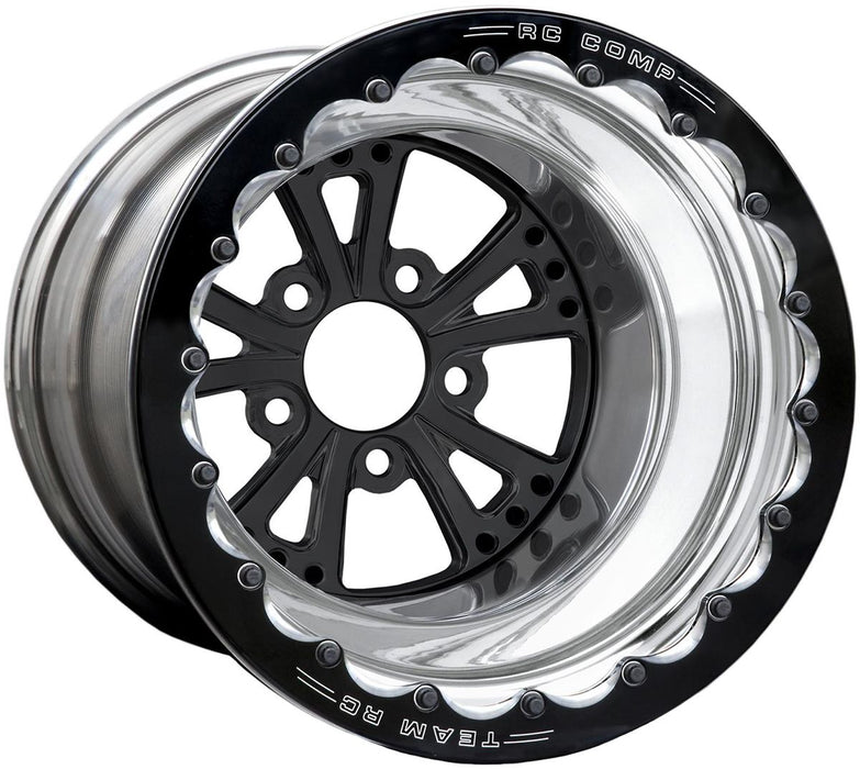 RC Comp Torx 15" x 8.5" Wheel, Polished with Black Centre, Single Beadlock (RCCSB401P1E-01B)