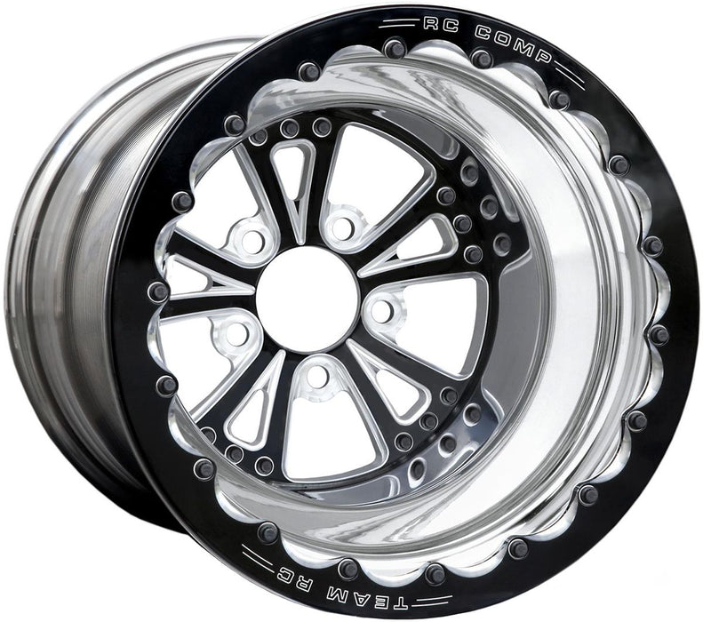 RC Comp Torx 15" x 10" Wheel, Polished with Black Eclipse Prism Finish Centre, Single Beadlock (RCCSD401P1E-01EP)