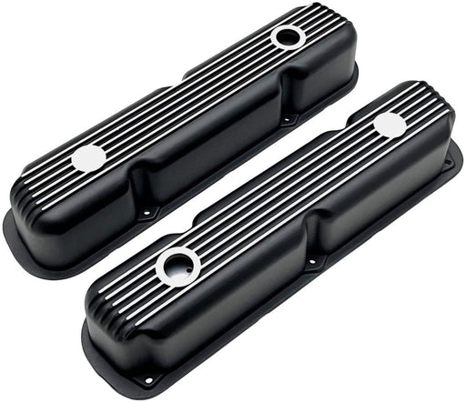 RPC Finned Valve Cover Set, Black, 3-1/8" Tall (RPCR7691BK) RPCR7691BK