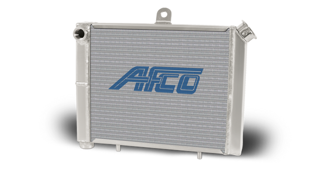 AFCO Aluminum Satin Radiator Cage Mount Double Pass 3/4 NPT Female Inlet/Outlet for Mini/Micro Sprint - 17" W x 12 1/8" T - 80205 80205