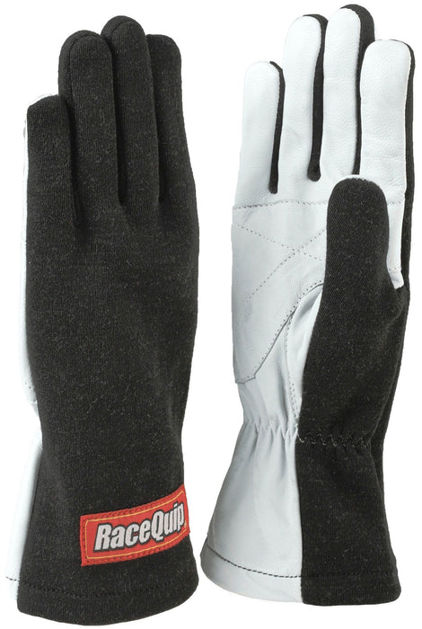 Racequip 350 Series Single Layer Nomex Basic Racing Gloves, Black (RQ350006RQP)