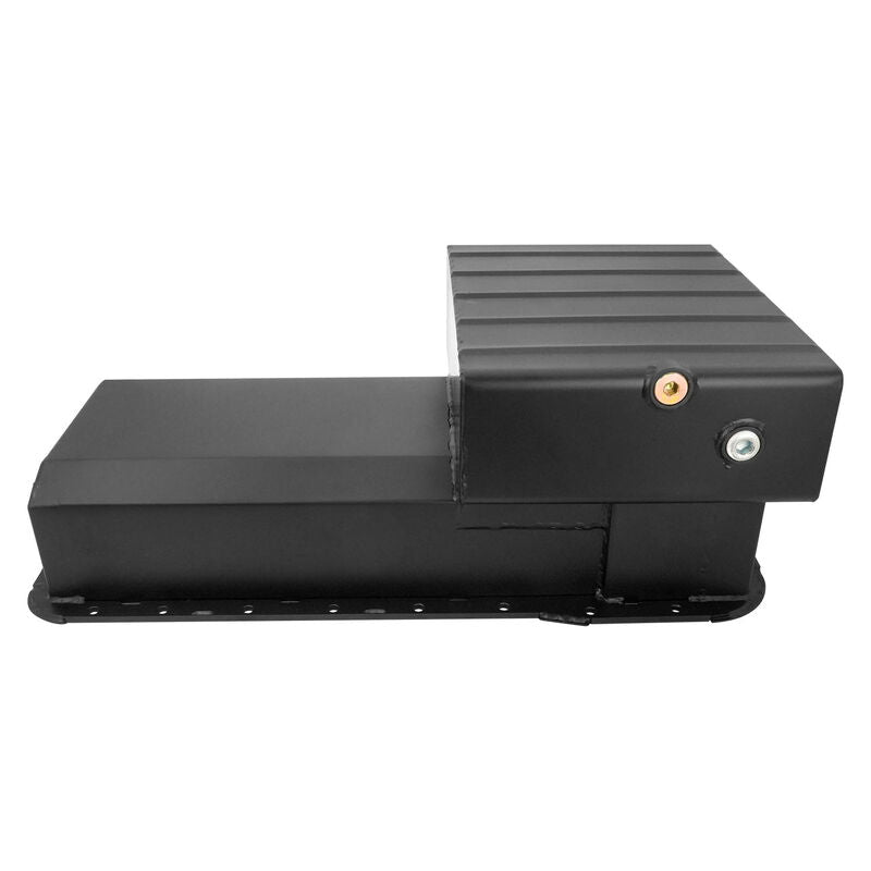 RTS Oil Pan Steel Fabricated, Stroker, SB Ford 351W, Early Falcon, Dart & World 4 bolt, Billet End Seals, Matte Black, 6.6L Capacity - RTS-2003-BIL