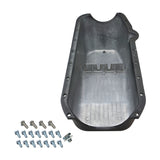 RTS Oil Pan, Cast Aluminum, Machined Finned, Black 4 qt, 1958-79 SB Chev L/H Side Dip Stick, 2 Piece Rear Main, - RTS-25-8442BK