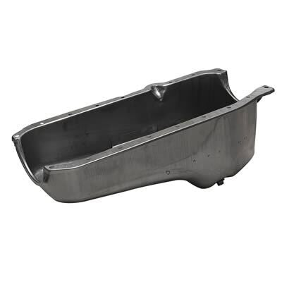 RTS Oil Pan Sump, Steel, Raw Finish, Replacement, SB Chev Holden, 2-Piece Rear main, Passenger Side Dipstick, Each - RTS-25-9005U RTS-25-9005U