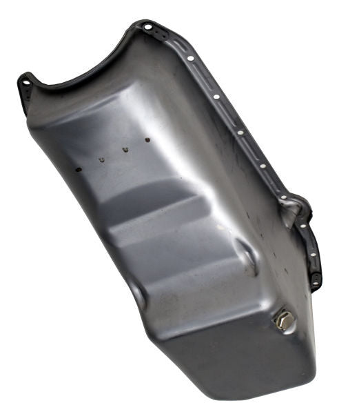RTS Oil Pan Sump, Steel, Raw Finish, Replacement, SB Chev Holden, 2-Piece Rear main, Passenger Side Dipstick, Each - RTS-25-9005U