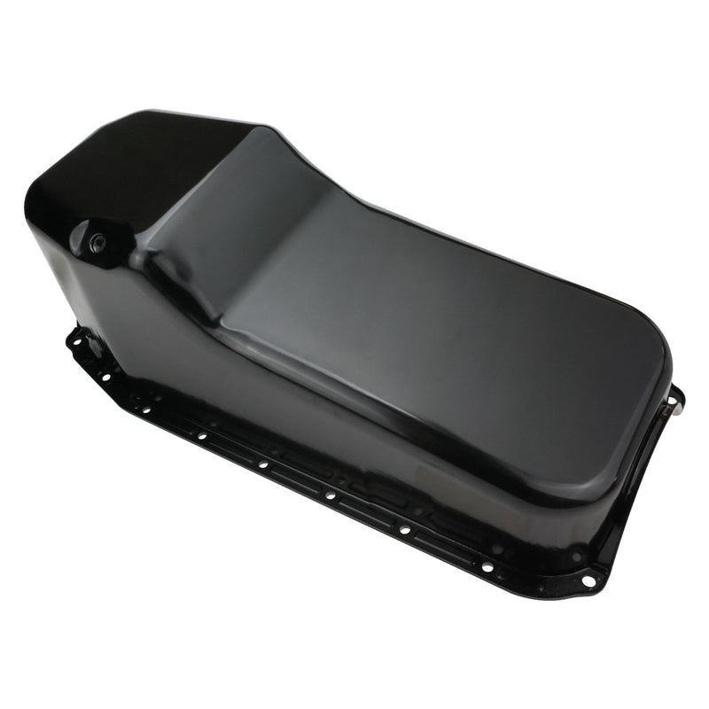 RTS Oil Pan Sump, Steel, Black Finish, Replacement, SB Chev Holden, 2-Piece Rear main, Driver Side Dipstick, Each - RTS-25-9092BK RTS-25-9092BK