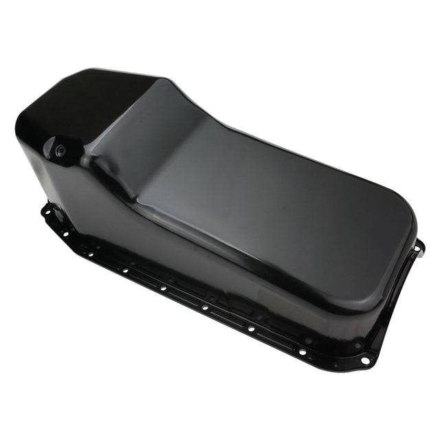 RTS Oil Pan Sump, Steel, Black Finish, Replacement, SB Chev Holden, 2-Piece Rear main, Driver Side Dipstick, Each - RTS-25-9092BK RTS-25-9092BK