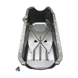 RTS Oil Pan Sump, Steel, Black Finish, Replacement, SB Chev Holden, 2-Piece Rear main, Driver Side Dipstick, Each - RTS-25-9092BK