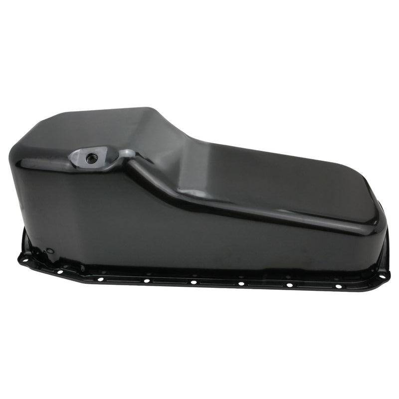 RTS Oil Pan Sump, Steel, Black Finish, Replacement, SB Chev Holden, 2-Piece Rear main, Driver Side Dipstick, Each - RTS-25-9092BK