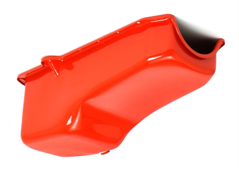 RTS Oil Pan Sump, Steel, OEM Style Chev Orange SB Chev, 2-Piece Rear Main, Driver Side Dipstick, Each - RTS-25-9092OR RTS-25-9092OR