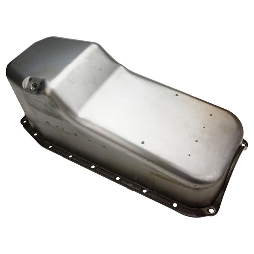 RTS Oil Pan Sump, Steel, Raw Finish, Replacement, SB Chev Holden, 2-Piece Rear main, Driver Side Dipstick, Each - RTS-25-9092U RTS-25-9092U