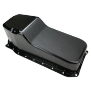 RTS Oil Pan Sump, Steel, Black Finish, Replacement, SB Chev Holden, 1-Piece Rear main, Driver Side Dipstick, Each - RTS-25-9414BK RTS-25-9414BK