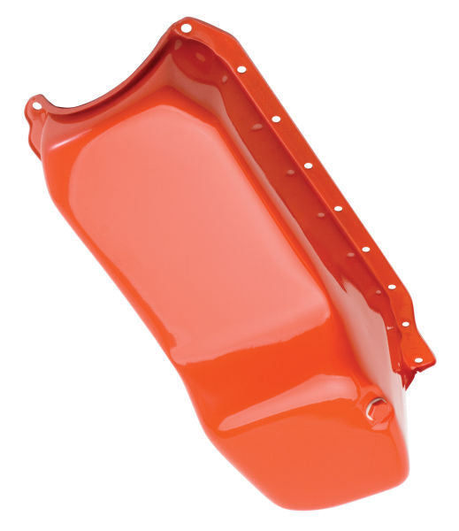 RTS Oil Pan Sump, Steel, OEM Style Chev Orange, SB Chev, 1-Piece Rear Main, Each - RTS-25-9414OR RTS-25-9414OR