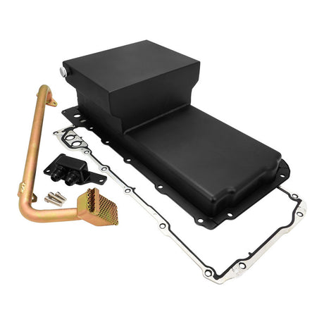 RTS Steel Oil Pan, Chev Holden Engine Swap, LS, 427 Stroker , 90 Deg Remote Mount Filter, Matt Black, Rear Sump 6.5 litre Capacity, Pick Up, Kit - RTS-3000-KIT RTS-3000-KIT