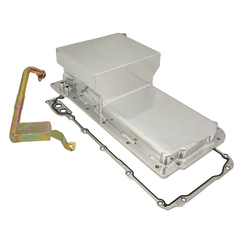 RTS Oil Pan, Aluminium Fabricated Pan, Rear Sump, Chev/Holden LS, 427 Stroker, Straight 2x AN10, Pick Up, Kit - RTS-3002-ALUM RTS-3002-ALUM