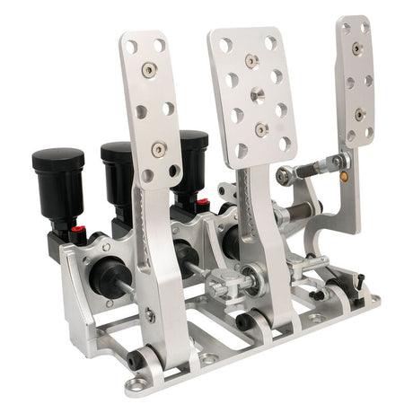 RTS Racing Hydraulic Pedals Box, Lightweight Aluminium, Floor Mount, Brake, Clutch, Accelerator Pedal with .750" Bore Master Cylinders, Raw, Kit - RTS-340-1000 RTS-340-1000