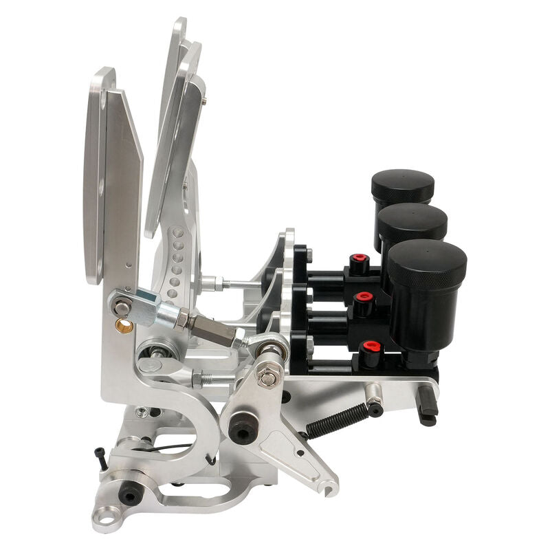 RTS Racing Hydraulic Pedals Box, Lightweight Aluminium, Floor Mount, Brake, Clutch, Accelerator Pedal with .750" Bore Master Cylinders, Raw, Kit - RTS-340-1000