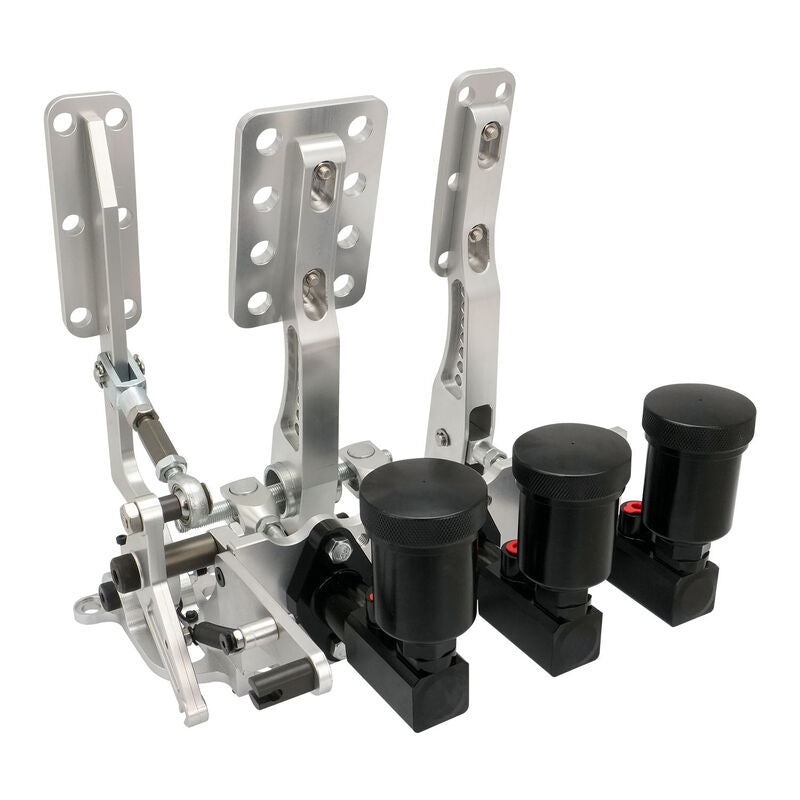 RTS Racing Hydraulic Pedals Box, Lightweight Aluminium, Floor Mount, Brake, Clutch, Accelerator Pedal with .750" Bore Master Cylinders, Raw, Kit - RTS-340-1000