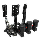 RTS Racing Hydraulic Pedals Box, Lightweight Aluminium, Floor Mount, Brake, Clutch, Accelerator Pedal with .750" Bore Master Cylinders, Black, Kit - RTS-340-1001