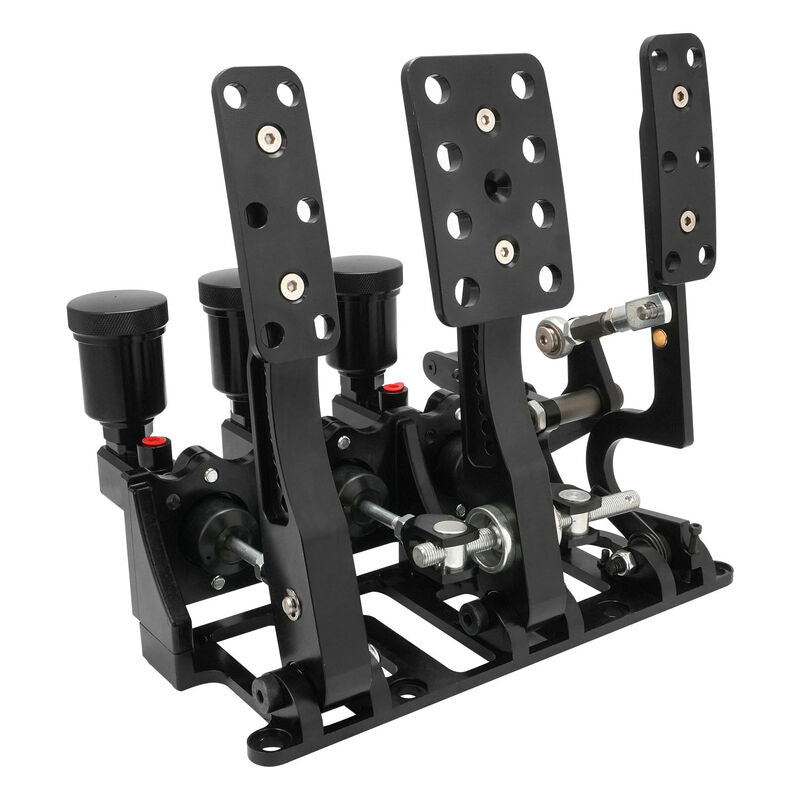 RTS Racing Hydraulic Pedals Box, Lightweight Aluminium, Floor Mount, Brake, Clutch, Accelerator Pedal with .750" Bore Master Cylinders, Black, Kit - RTS-340-1001 RTS-340-1001