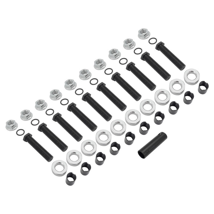 RTS Wheels Studs, Screw-In, 5/8 -18 in., 3 in. Length, Lug Nuts, Spacers, 0.435 in. Aluminum Washers, Wrench, Set of 10 - RTS-A1027-KIT