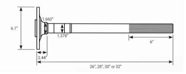 RTS Axle, Ford 9in, Street Forged, 26in. Length, 31-Spline, For Chevrolet & Ford, Cut to Length - RTS-A3026