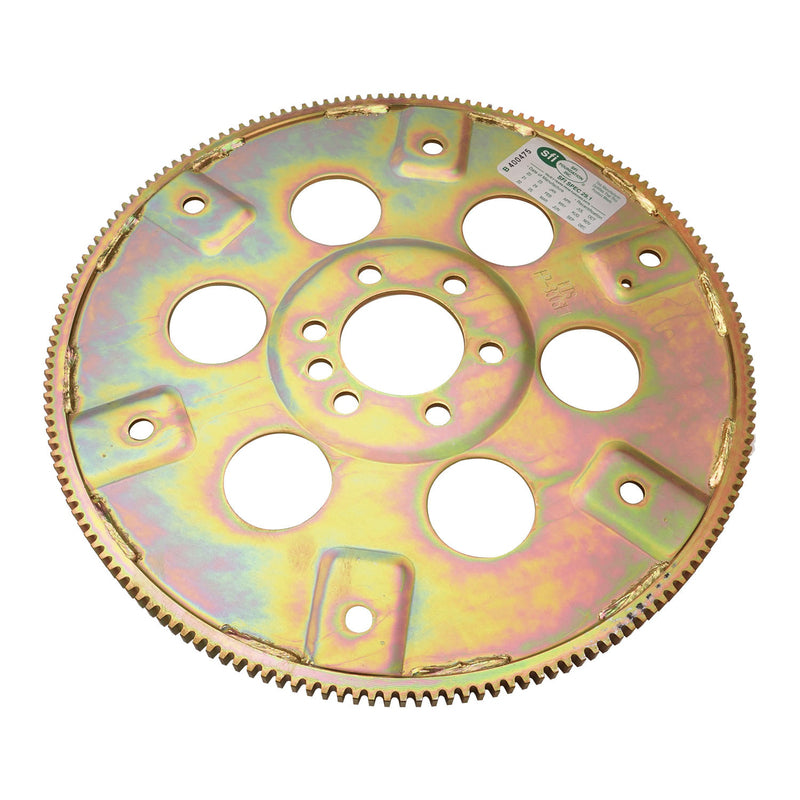 RTS Transmission Flexplate, Gold Zinc Late SB Chevrolet, 168 Tooth - External - 1-piece rear Main Seal Block, Each - RTS-FP350L RTS-FP350L