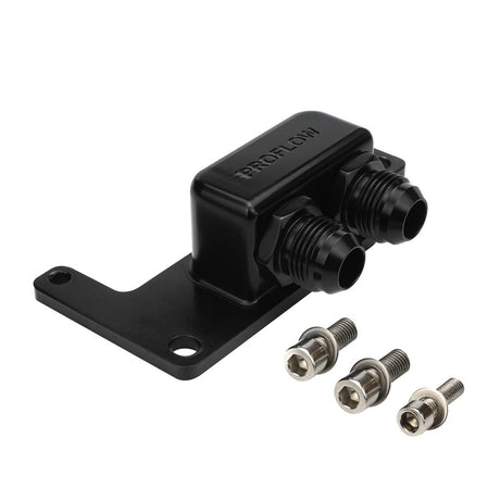 RTS Oil Block Adaptor, Remote, GM LS, Billet Aluminium, Black Anodised, 90 degree, -10AN Ports - RTS-OSR-LS90 RTS-OSR-LS90
