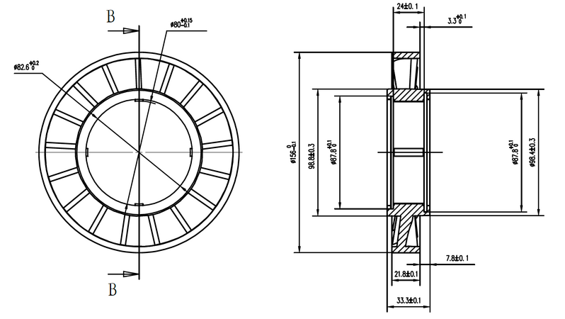 RTS Torque Converter Stator 8"' or 9", 073 Aluminium-17 Blade, Full Window, 3.25'' bore size, Each - RTS-TCS100
