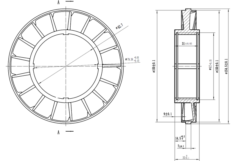 RTS Torque Converter Stator 8"' or 9", Steel-17 Blade, Full Window, 3.25'' bore size, Each - RTS-TCS200