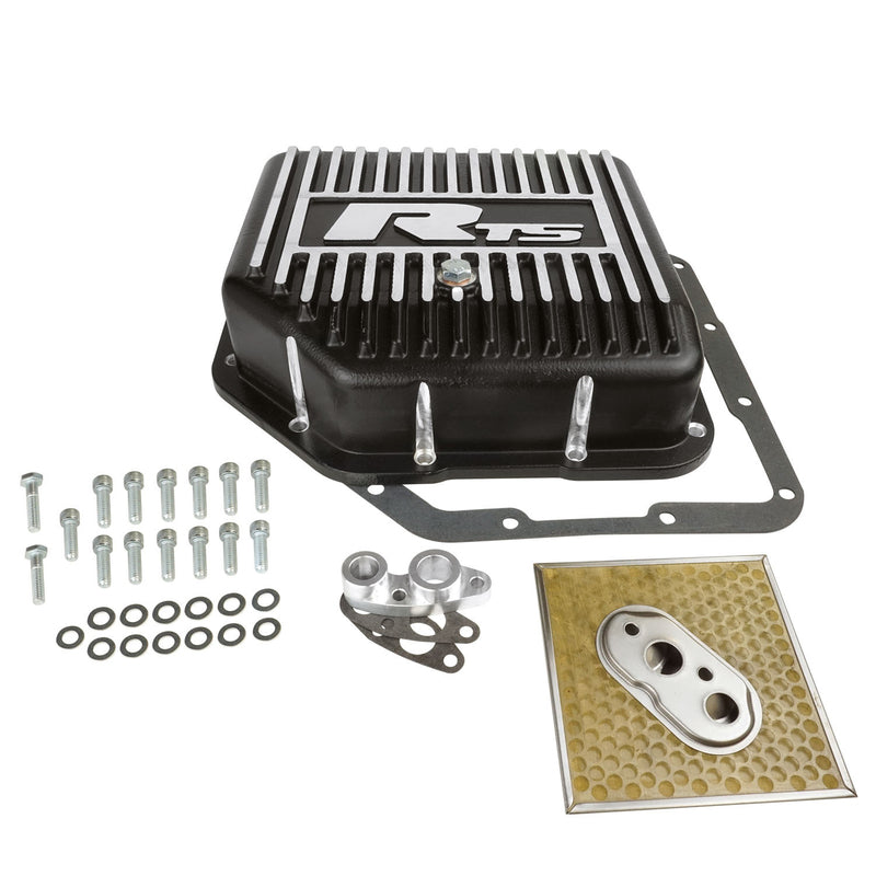 RTS Transmission Pan, Deep, Aluminium, GM TH350, Finned Black Powdercoat, Kit - RTS20100