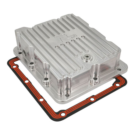 RTS Transmission Pan, CNC Billet Aluminium, For Ford C4/C10, Suits Pan Fill Or Case Fill, With Gasket & Filter, Finned, Raw, Kit - RTS20400-BIL RTS20400-BIL