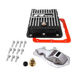 RTS Transmission Pan, Deep, Aluminium, For Ford C4, C10, Suits Pan Fill Or Case Fill, Magnetic Drain Plug, Filter, Finned Black Powder Coated, Kit - RTS20400 RTS20400