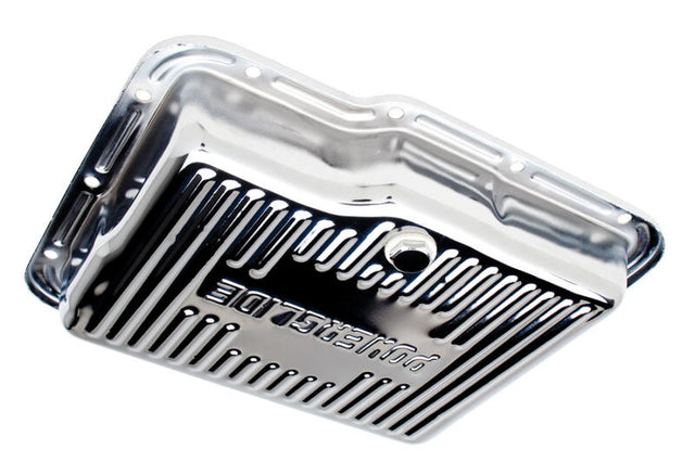RTS Transmission Pan, Stock, Steel Ribbed, Chrome, GM Chev Holden Powerglide, Each - RTS70000CH RTS70000CH